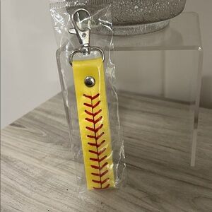 Yellow Keychain with Red Stitching NIP